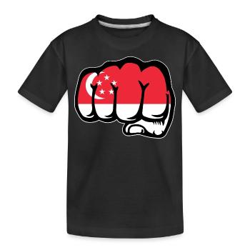 Drapeau de Singapour Poing - T-shirt bio Premium Enfant - noir - Devant