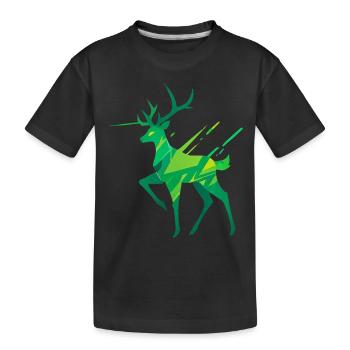 Grüner Einhornhirsch - Kinder Premium Bio T-Shirt - Schwarz - Vorne