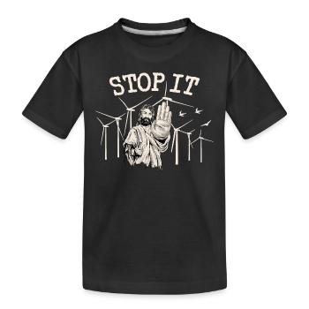 Stopp Windkraft - Jesus gegen Windenergie - Kinder Premium Bio T-Shirt - Schwarz - Vorne