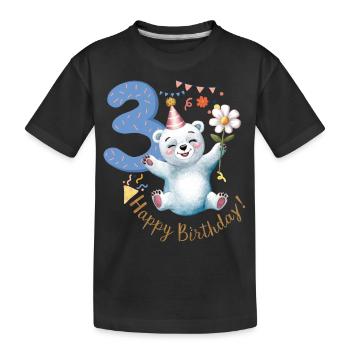 Kind Eisbär 3 Jahre 3. Geburtstag - Kinder Premium Bio T-Shirt - Schwarz - Vorne