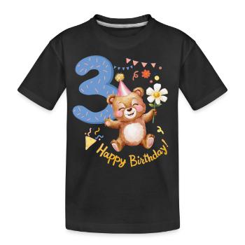 Süßer Geburtstagsbär 3 Jahre 3. Geburtstag - Kinder Premium Bio T-Shirt - Schwarz - Vorne