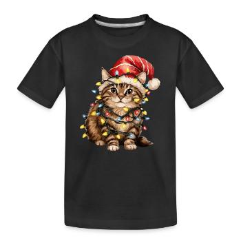 Chat de Noël - T-shirt bio Premium Enfant - noir - Devant