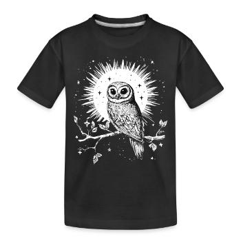 Owl Eagle Owl Bird Night Bird Animal Night Moon Nature - Kids' Premium Organic T-Shirt - black - Front