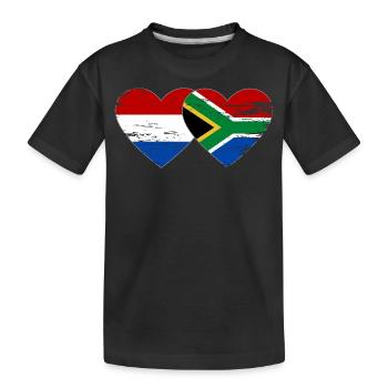 Holland Südafrika Flagge Hände Herzform used - Kinder Premium Bio T-Shirt - Schwarz - Vorne