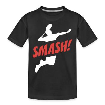 Smash Badminton - Kids' Premium Organic T-Shirt - black - Front
