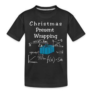 Funny Math Christmas Present Wrapping - Kids' Premium Organic T-Shirt - black - Front