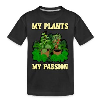 Meine Pflanzen - Kinder Premium Bio T-Shirt - Schwarz - Vorne