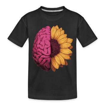Neurodivergent, autism, ADHD, sunflower, brain - Kids' Premium Organic T-Shirt - black - Front