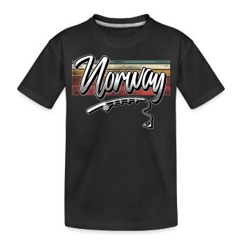 Norwegen Angeln - Kinder Premium Bio T-Shirt - Schwarz - Vorne