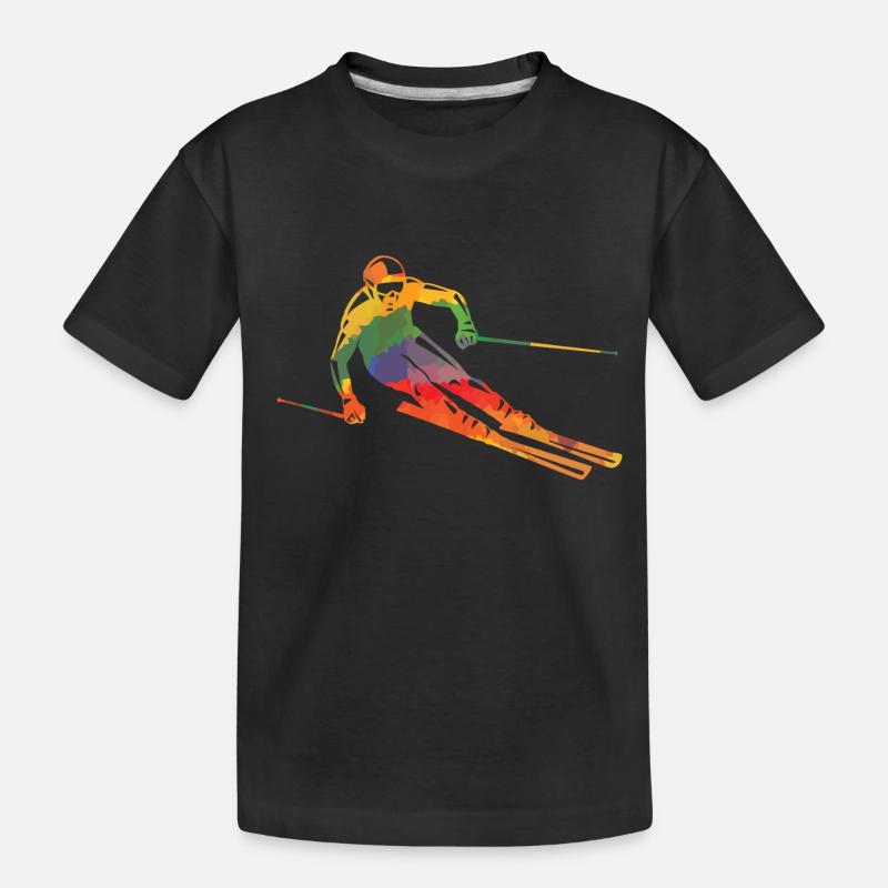 Farbiger Skifahrer - Kinder Premium Bio T-Shirt - Schwarz