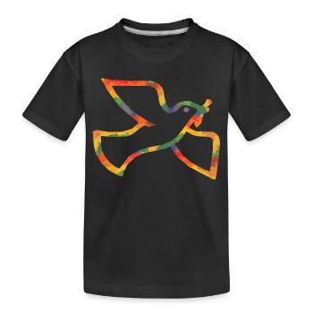 Farbige Friedenstaube - Kinder Premium Bio T-Shirt - Schwarz - Vorne