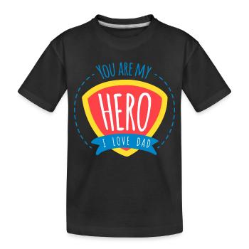 Tu es mon héros. Je t'aime papa T-shirt - T-shirt bio Premium Enfant - noir - Devant
