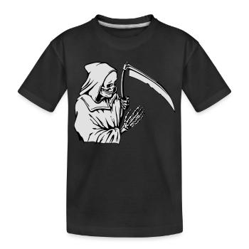 Sensenmann-Silhouette mit Sense - Kinder Premium Bio T-Shirt - Schwarz - Vorne