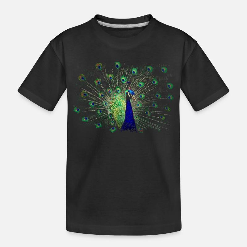 Pfau - Kinder Premium Bio T-Shirt - Schwarz