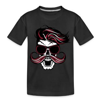 tete de mort hipster fantaisie punk coiffure moust - Kids' Premium Organic T-Shirt - black - Front