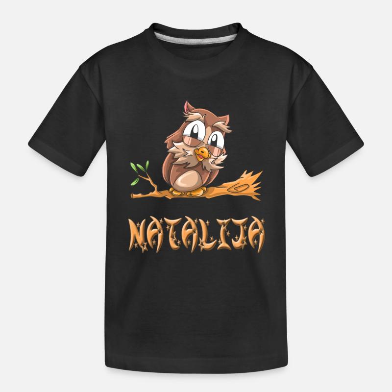 Eule Natalija - Kinder Premium Bio T-Shirt - Schwarz