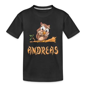 Eule Andreas - Kinder Premium Bio T-Shirt - Schwarz - Vorne