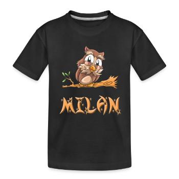 Owl Milan - Kids' Premium Organic T-Shirt - black - Front