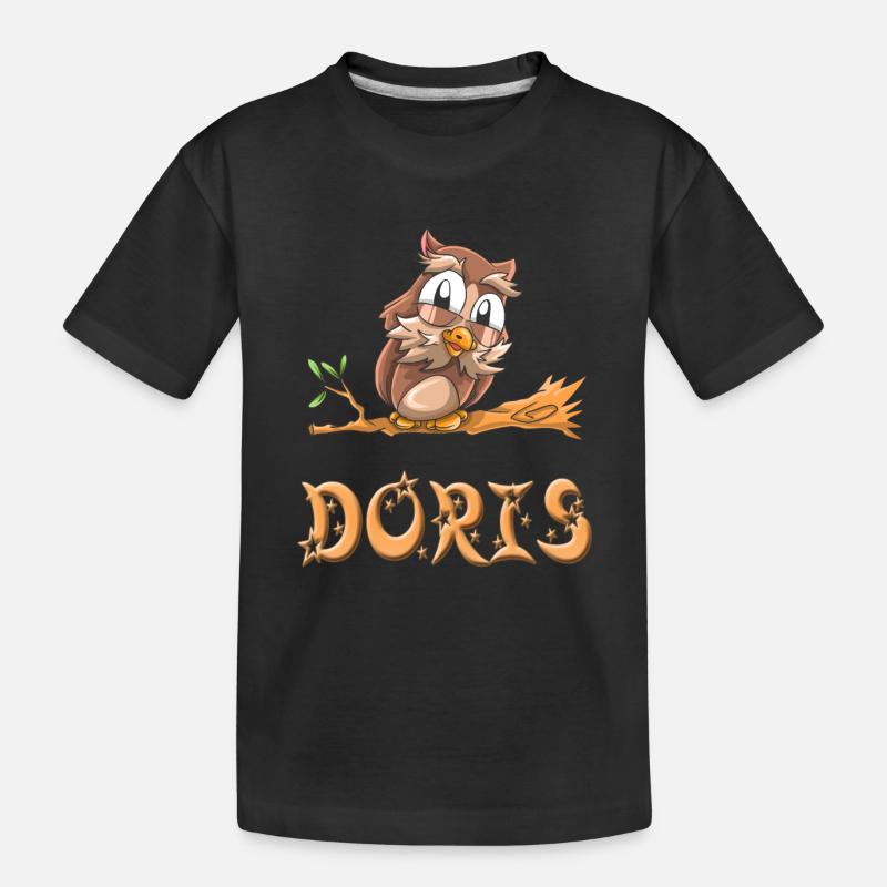 Eule Doris - Kinder Premium Bio T-Shirt - Schwarz