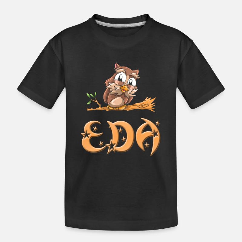 Eule Eda - Kinder Premium Bio T-Shirt - Schwarz
