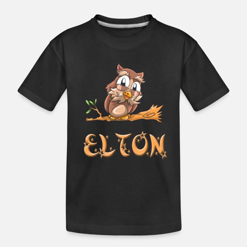 Eule Elton - Kinder Premium Bio T-Shirt - Schwarz