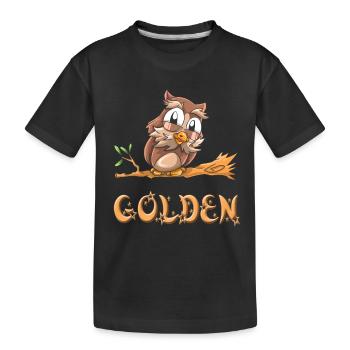Eule Golden - Kinder Premium Bio T-Shirt - Schwarz - Vorne