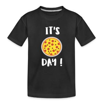 Pizza Day! Essen Geschenk - Kinder Premium Bio T-Shirt - Schwarz - Vorne