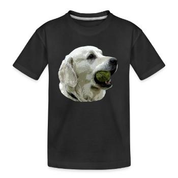 Labrador mit Ball - Kinder Premium Bio T-Shirt - Schwarz - Vorne