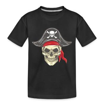 tête de pirate crâne de pirate avec chapeau Bandana - T-shirt bio Premium Enfant - noir - Devant