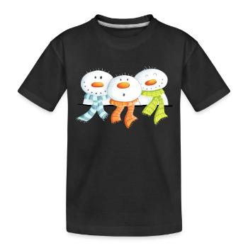 Three Snowmen - Christmas - Gift - Kids' Premium Organic T-Shirt - black - Front