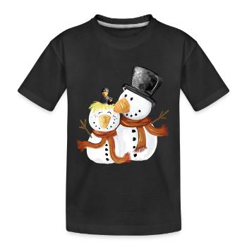 Sweet Snowmen I Christmas Winter Gift - Kids' Premium Organic T-Shirt - black - Front