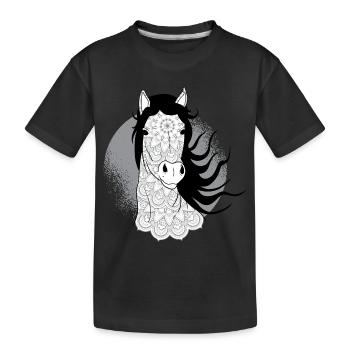 Traum Pferd - Kinder Premium Bio T-Shirt - Schwarz - Vorne
