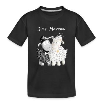 Juste marié Mouton Couple nuptial I Cadeau de mariage - T-shirt bio Premium Enfant - noir - Devant