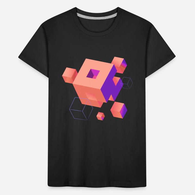 Cube Escher Space Nerd 3D AI Geek Cool PC Techie Kids' Premium Organic T-Shirt
