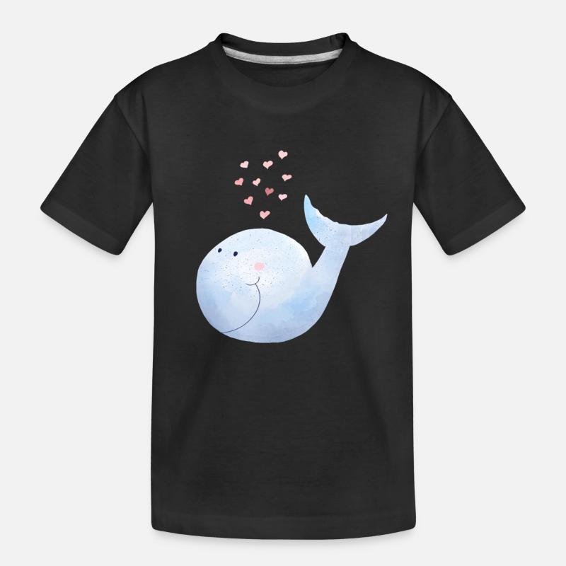 Wal versprüht Herzen I Blauwal Comic - Kinder Premium Bio T-Shirt - Schwarz