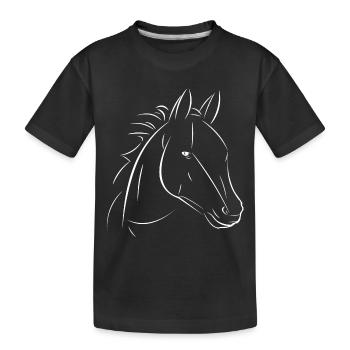 Kontrast zur Pferdelinienzeichnung - Kinder Premium Bio T-Shirt - Schwarz - Vorne