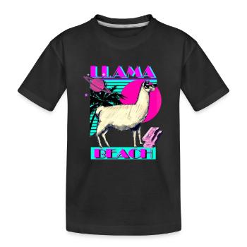 Llama Beach - Kinder Premium Bio T-Shirt - Schwarz - Vorne