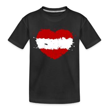 Österreich Herz Flagge Rot Weiß Rot Heimat - Kinder Premium Bio T-Shirt - Schwarz - Vorne