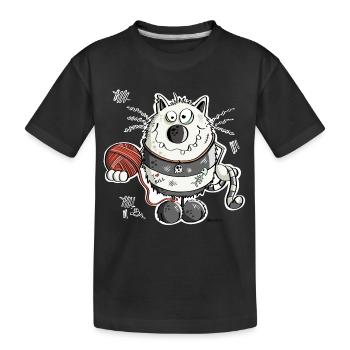 Coole Katze I Maine Coon Comic I Geschenk - Kinder Premium Bio T-Shirt - Schwarz - Vorne