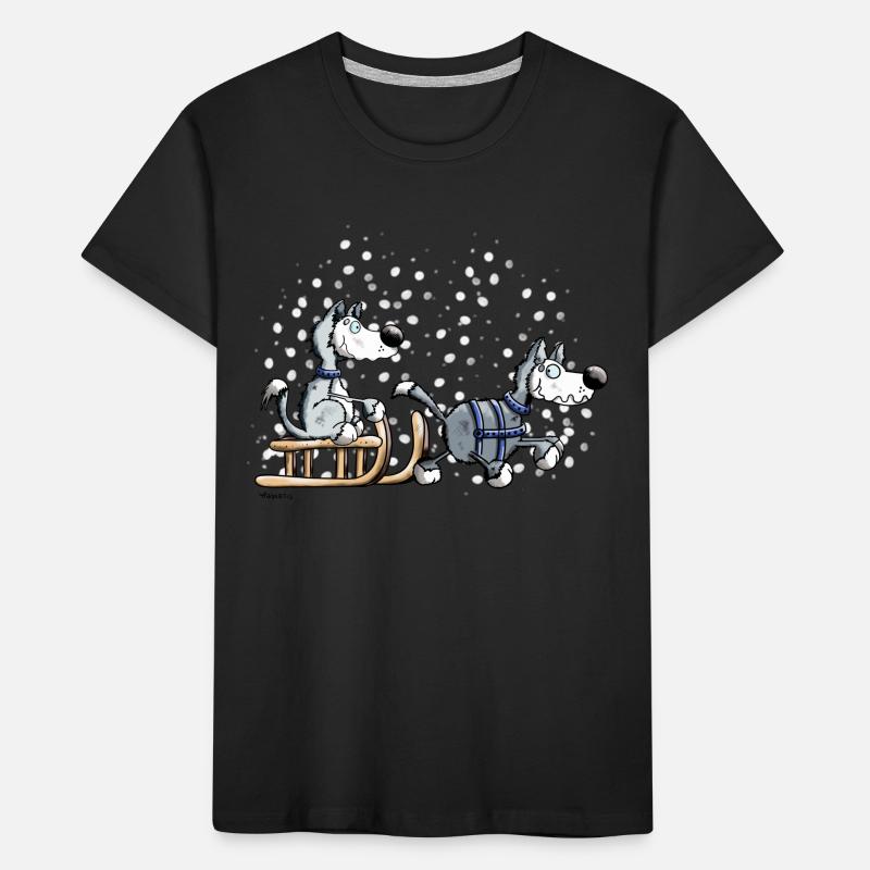 Schlittenhunde im Schnee Kinder Premium Bio T-Shirt
