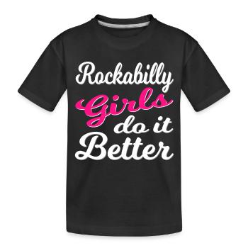 Rockabilly Vintage Girl Power - Kids' Premium Organic T-Shirt - black - Front