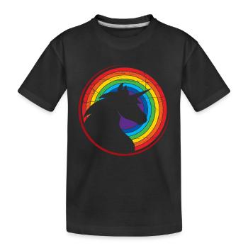 Unicorn Colorful Rainbow Design - Kids' Premium Organic T-Shirt - black - Front