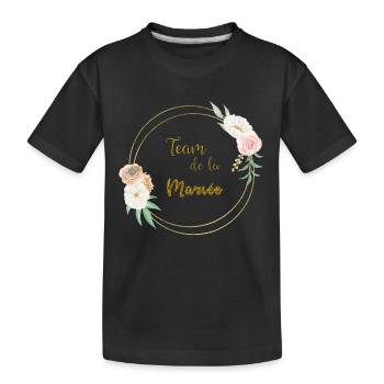 Goldene Hochzeit Team und Blumen - Kinder Premium Bio T-Shirt - Schwarz - Vorne