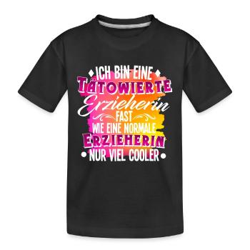 Erzieherin Tätowierung - Kinder Premium Bio T-Shirt - Schwarz - Vorne