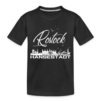 Rostock Hanseatic City - Rostock Silhouette with Seagulls - Kids' Premium Organic T-Shirt - black - Front
