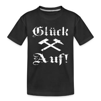Glück Auf Bergbau Ruhrgebiet ruhrpott Zeche Pütt - Kinder Premium Bio T-Shirt - Schwarz - Vorne