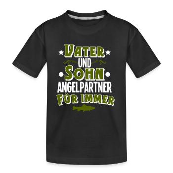 Angeln Angler Vater Sohn - Kinder Premium Bio T-Shirt - Schwarz - Vorne