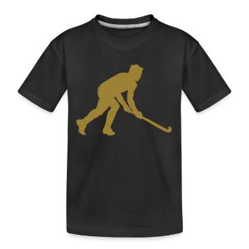 Gold Unihockey - Kinder Premium Bio T-Shirt - Schwarz - Vorne