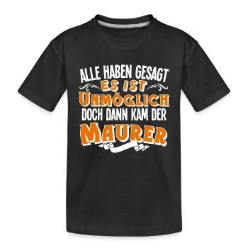 Maurer - Kinder Premium Bio T-Shirt - Schwarz - Vorne