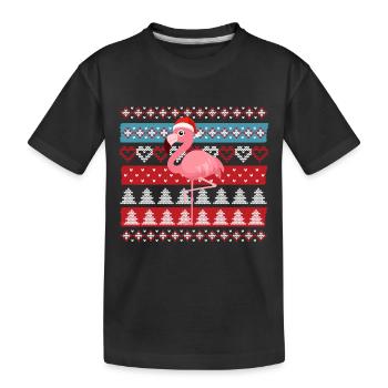 Ugly Christmas Flamingo - Kinder Premium Bio T-Shirt - Schwarz - Vorne